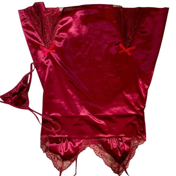Sexy NWT maroon lace nightie & thong - Picture 9 of 15